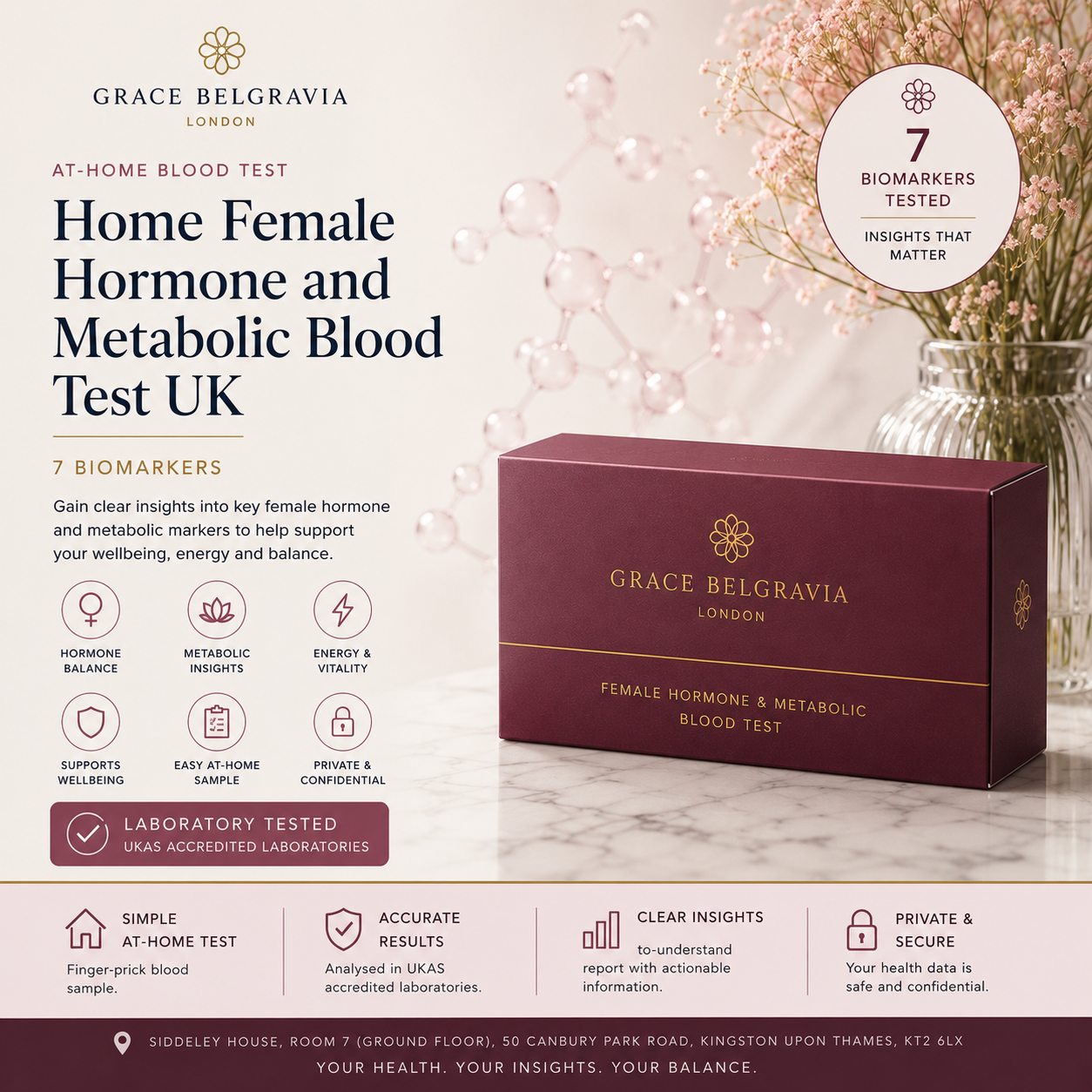 Home Female Hormone and Metabolic Blood Test UK