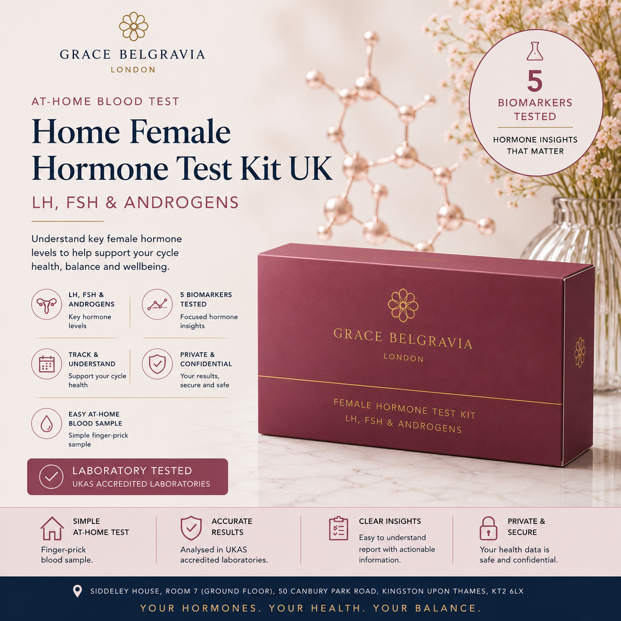 Home Female Hormone Test Kit UK - LH, FSH & Androgens
